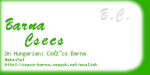 barna csecs business card